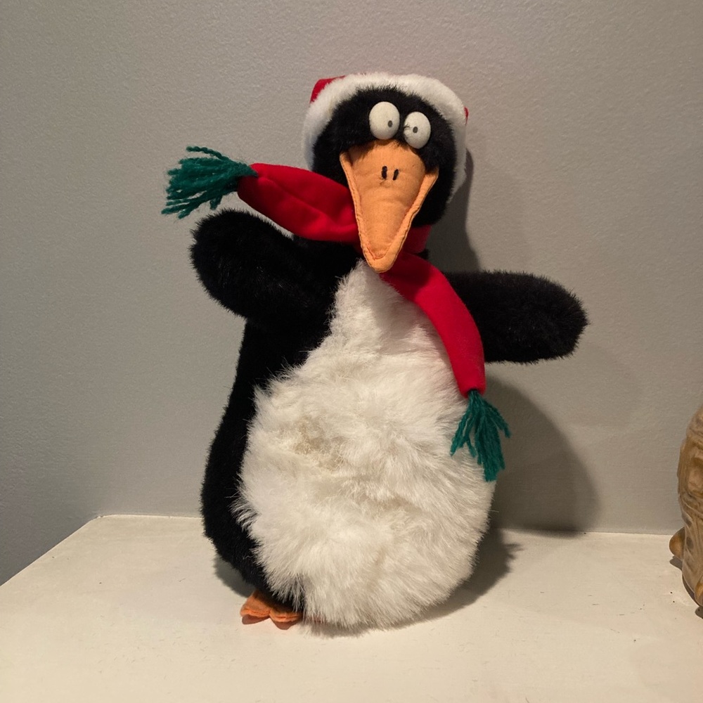 Holiday penguin plush stuffed animal